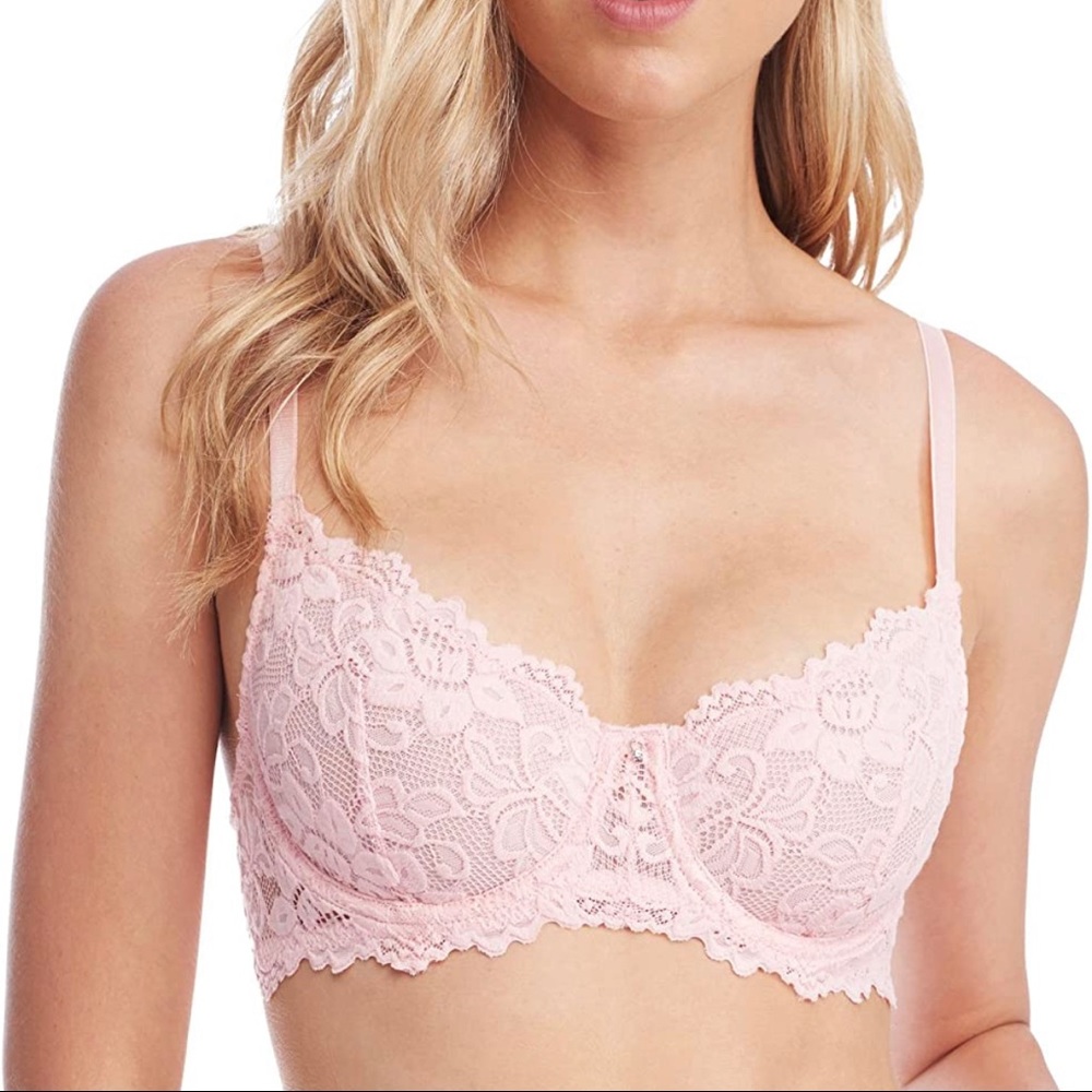 Sexy Underwire pink bra with gem